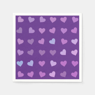 SERVIETTE EN PAPIER COEURS PASTEL PURPLE