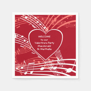 Serviette En Papier Cœurs Personnalisés Musique Saint Valentin Papier 