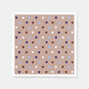 Serviette En Papier Coeurs Polka sur brun pâle