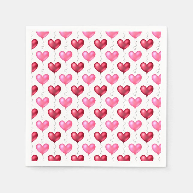 Serviette En Papier Coeurs rose et rouge Saint Valentin Amour (Devant)
