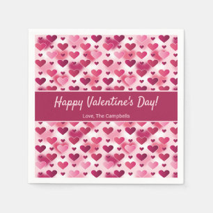 Serviette En Papier Coeurs roses avec texte personnalisé Saint-Valenti