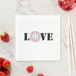 Serviette En Papier Cœurs roses d'amour et de paix inspirants