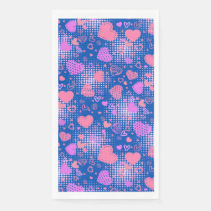 Serviette En Papier Coeurs roses Motif 01 Bleu BG