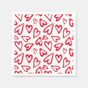 Serviette En Papier Coeurs rouges