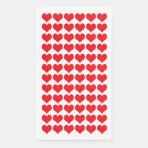 Serviette En Papier Coeurs rouges