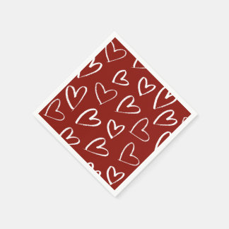 Serviette En Papier Coeurs rouges et blancs