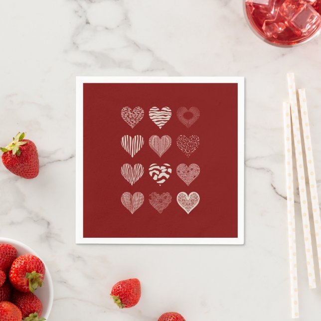 Serviette En Papier Coeurs Saint-Valentin Neuf Coeurs Saint-Valentin A (En situation)