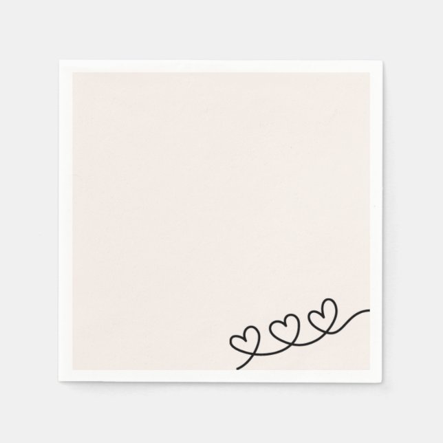 Serviette En Papier Cœurs - Serviettes minimalistes (Devant)