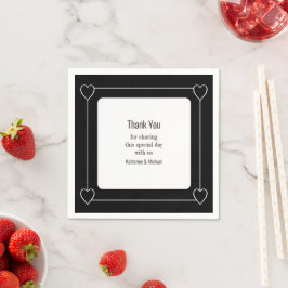 Serviette En Papier Coeurs simples et romantiques Mariage noir