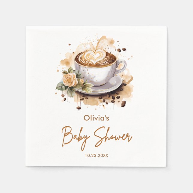 Serviette En Papier Coffee A Baby is Brewing Baby Shower (Devant)