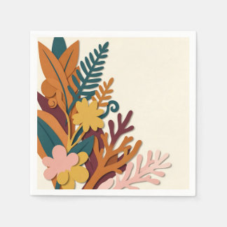Serviette En Papier Coin botanique automnal moderne en papier découpé