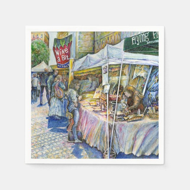 Serviette En Papier Coin de Flying Pig Farm et Wine a Bit. (Devant)