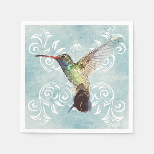 Serviette En Papier Colibri à l'Arrière - plan fleuri (Devant)