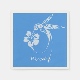 Serviette En Papier Colibri bleu & blanc simple et élégant