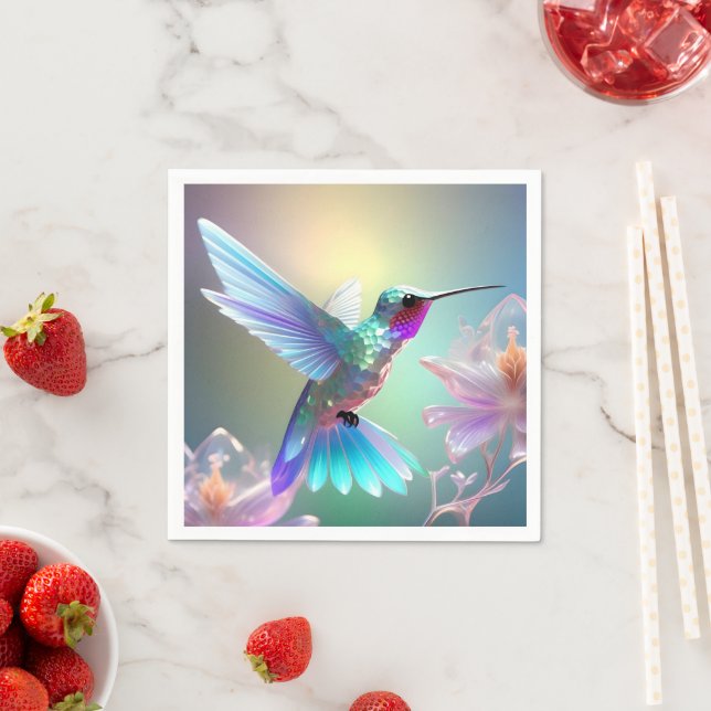 Serviette En Papier Colibri en verre arc-en-ciel (En situation)