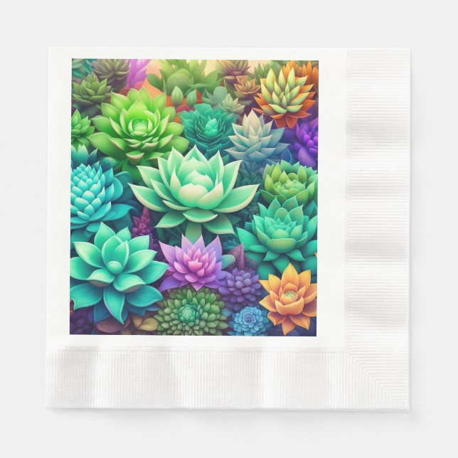 Serviette En Papier Collage Aloe Vera et Succulents (Devant)