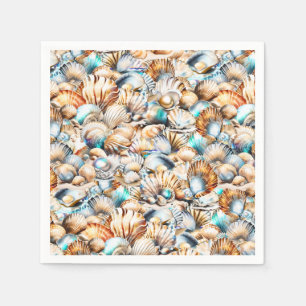 Serviette En Papier Collage de coquillages chic diamant coquille Saint