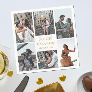 Serviette En Papier Collage de photos personnalisées romantiques Fête 