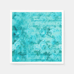 Serviette En Papier Collage de Roses bleus en détresse