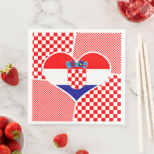 Serviette En Papier Collage Drapeau Croate avec Damier