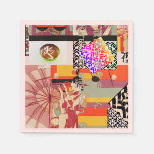Serviette En Papier Collage japonais néo-Art déco "Pas d'histoire"