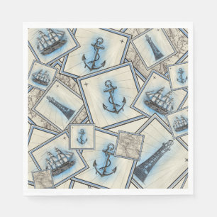 Serviette En Papier Collage vintage nautique