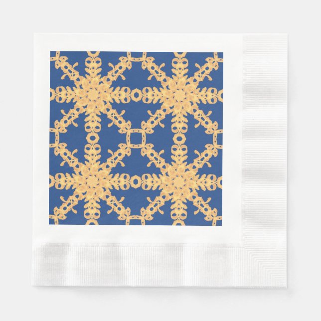 Serviette En Papier Collection bleue et or (Devant)