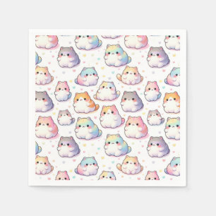 Serviette En Papier Collection Chubby Cartoon Chat Avec Coeurs