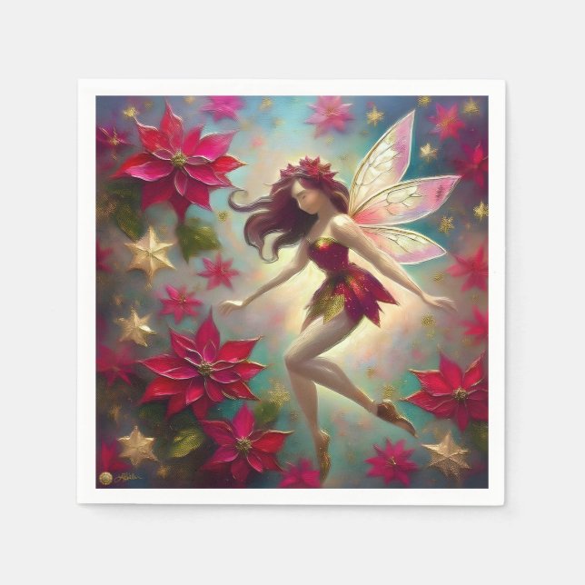 Serviette En Papier Collection de fées de Noël - Cheveux d'Auburn (Devant)