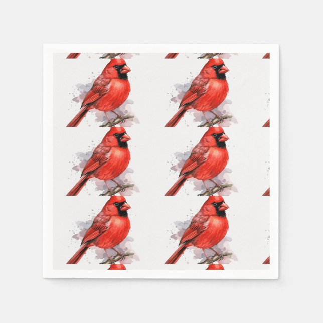 Serviette En Papier Collection d'oiseaux (cardinaux) (Devant)
