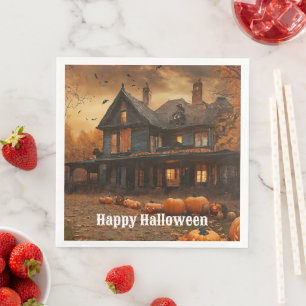 Serviette En Papier Collection Halloween Citrouille Maison éffrayante