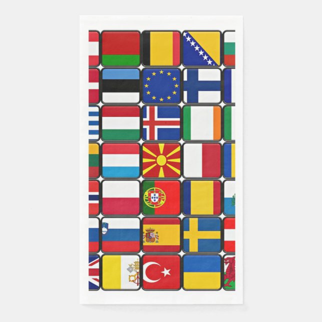 Serviette En Papier Collection internationale de drapeaux, (Devant)
