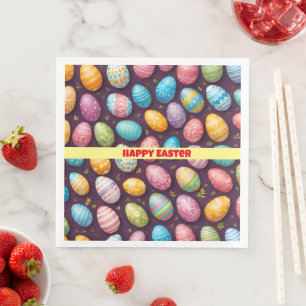 Serviette En Papier Collection moderne d'oeufs de Pâques heureux