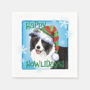 Serviette En Papier Collie de la frontière de Noël