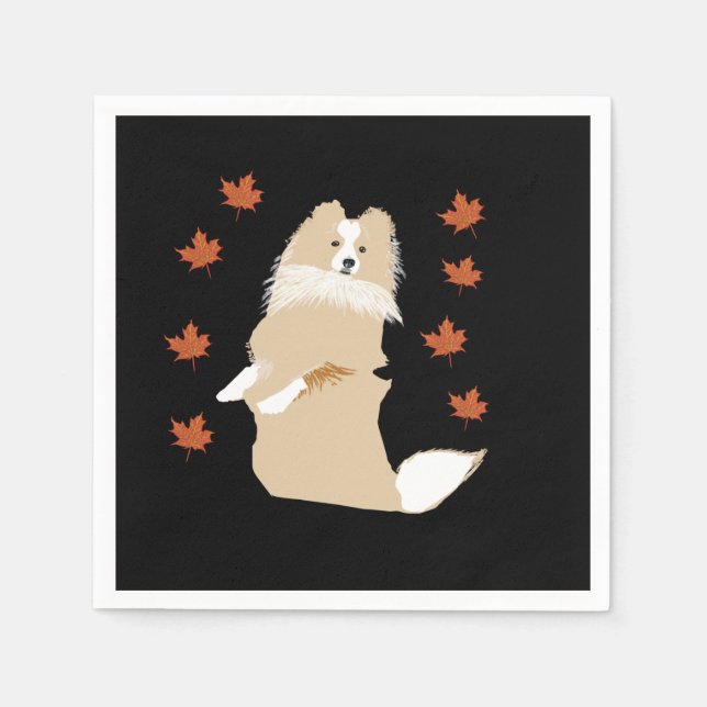 Serviette En Papier Collie Dog, Feuilles d'automne (Devant)