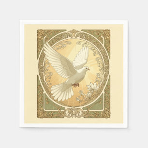 Serviette En Papier Colombe de Noël Design Esthétique Art Nouveau