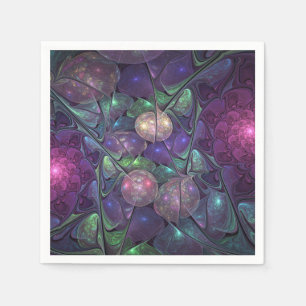 Serviette En Papier Coloré brillant Art Abstrait Fractal moderne