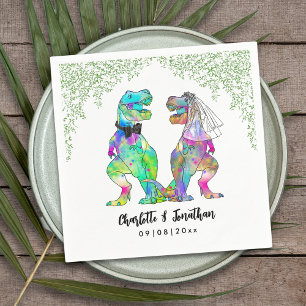 Serviette En Papier Coloré Dinosaure Mariage T-Rex Mariée et Salle