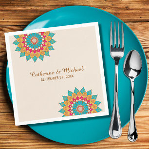 Serviette En Papier Coloré Ethnic Mandala Bold & Bright Mariage