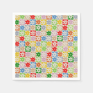 Serviette En Papier Coloré Gras esthétique À damiers Fleur Motif