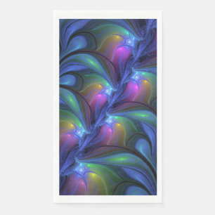 Serviette En Papier Coloré Lumineux Abstrait Bleu rose Vert Fractal