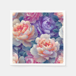 Serviette En Papier Coloré Pastel Peony Motif botanique