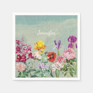 Serviette En Papier Coloré vintage floraison belle fleurs sauvages