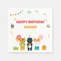 Colorée Mignonne Drôle Kitty Chats Joyeux Annivers