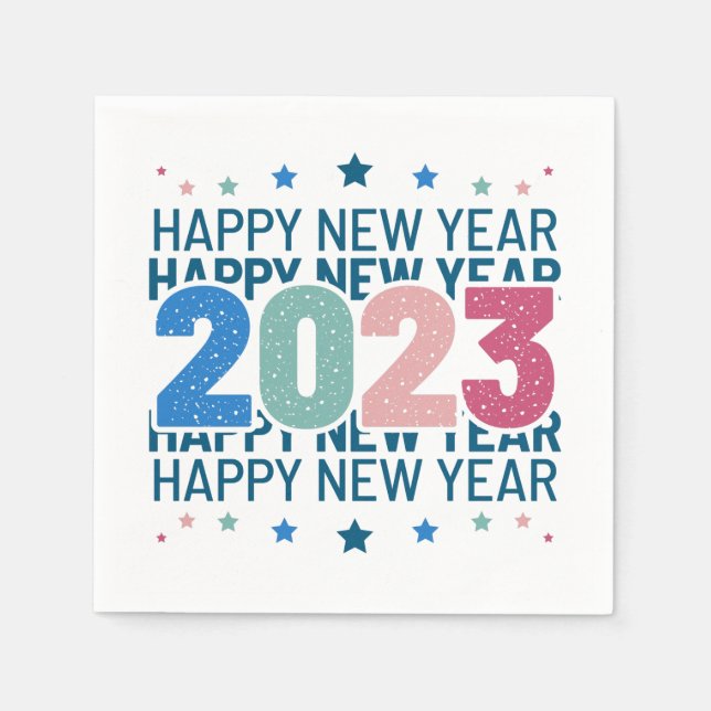 Serviette En Papier Colorful Bonne année 2023 (Devant)