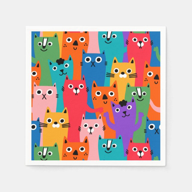 Serviette En Papier Colorful cats (Devant)