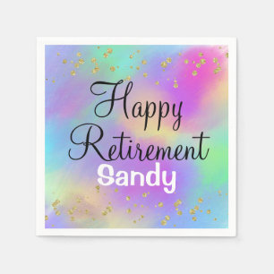 Serviette En Papier Colorful Happy Retirement Unicorn Gold Parties sci