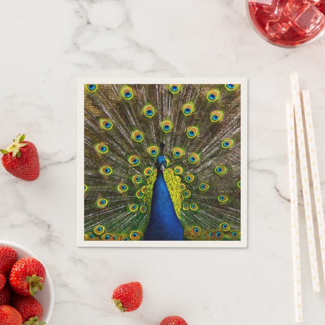 Serviette En Papier Colorful peacock (En situation)