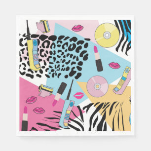 Serviette En Papier Colorful Retro 1990's Nineties Motif