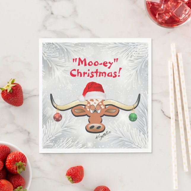 Serviette En Papier Comique Noël Longhorn Steer Napkins (En situation)